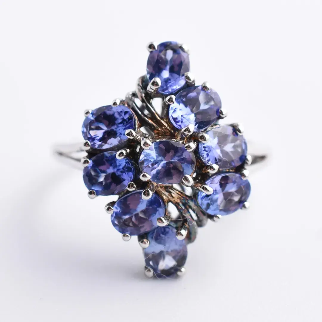 Purple Sterling Silver Cluster Ring