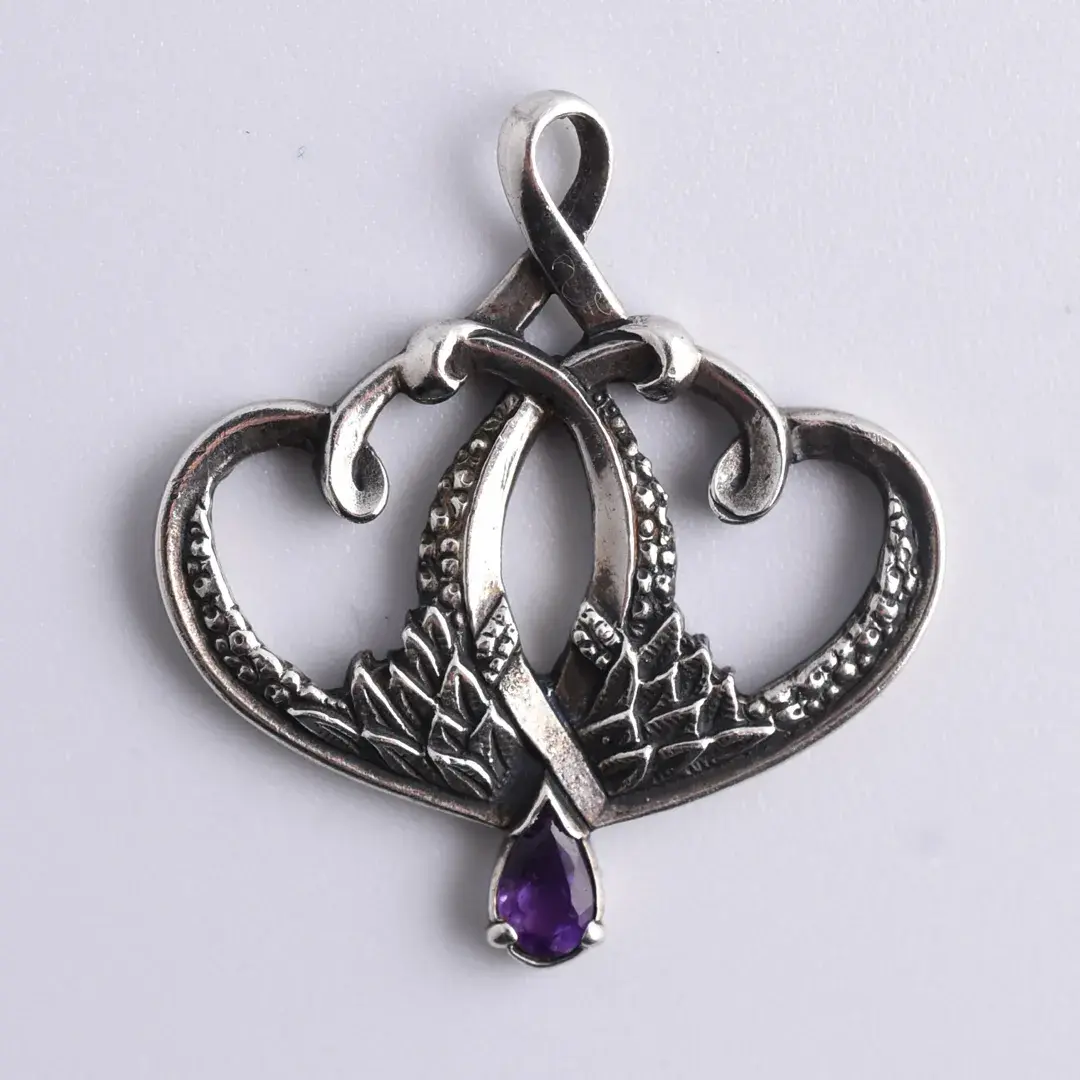 Amethyst Sterling Silver Textured Pendant