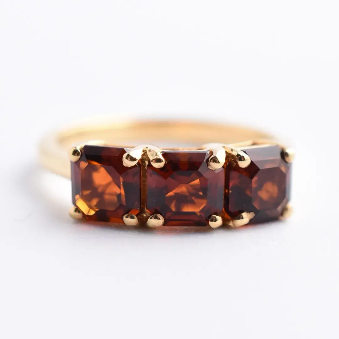 Garnet Sterling Silver Gold Vermeil Tri Ring