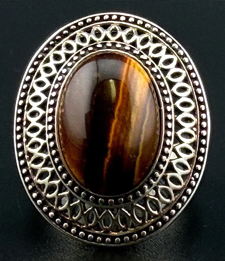 Tigers Eye Cabochon Sterling Silver Ring 