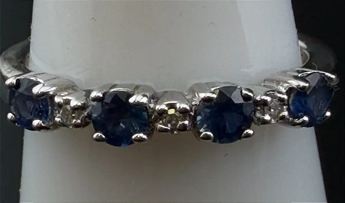 Sapphire & Diamond Sterling Silver Ring 