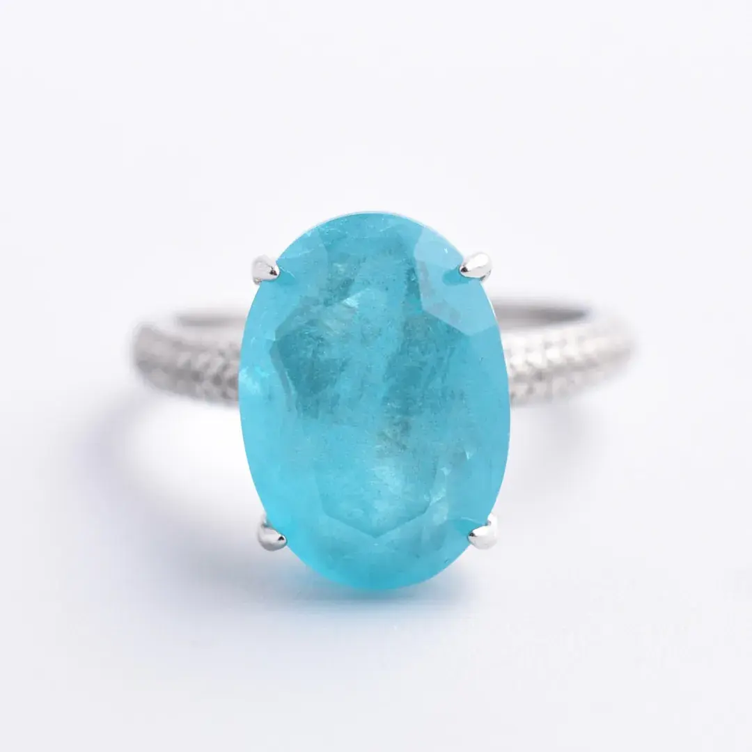 Paraiba-Colored Sterling Silver Ring