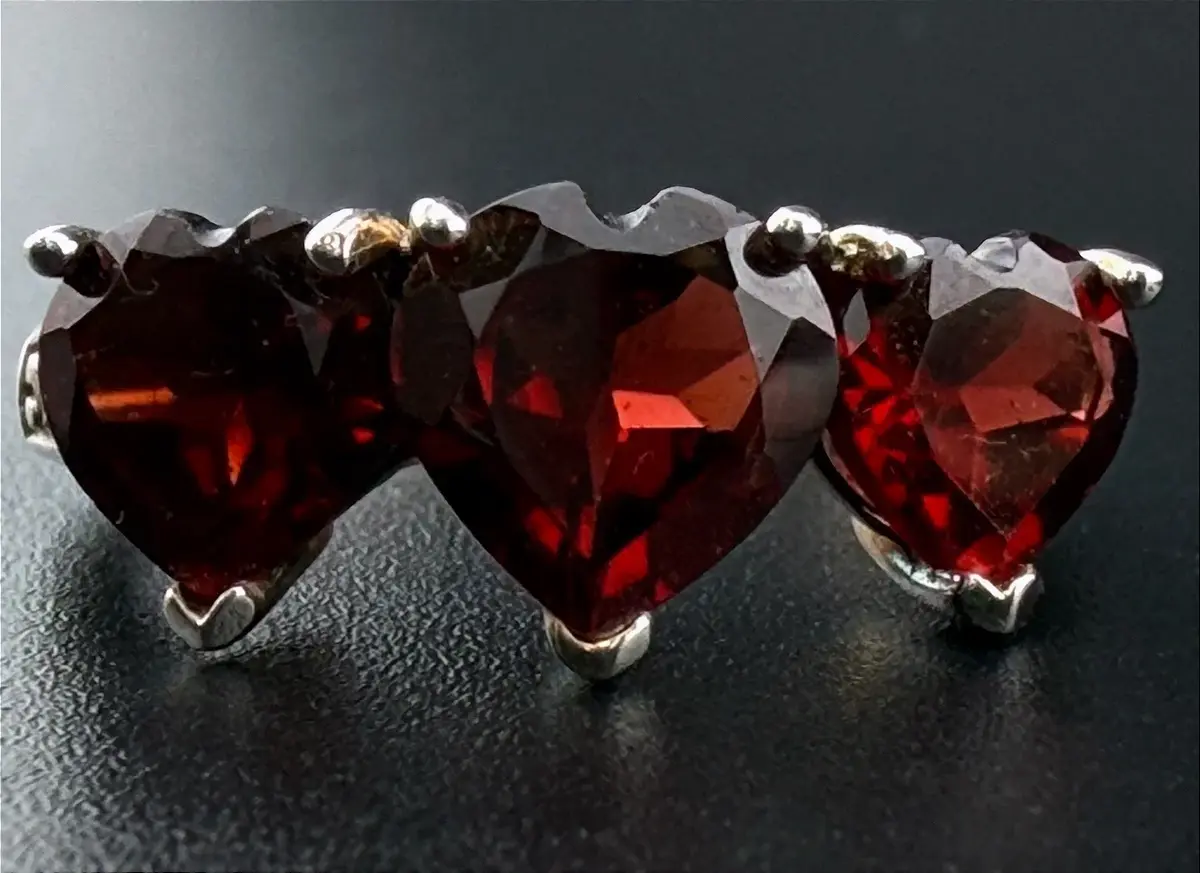 Garnet Sterling Silver Heart Ring 