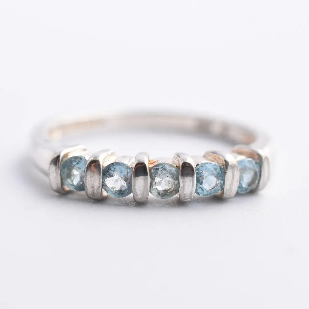 Blue Spinel Sterling Silver Line Ring