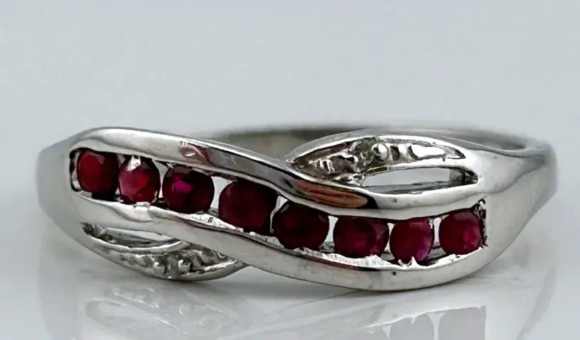 Ruby & Diamond Sterling Silver Ring 