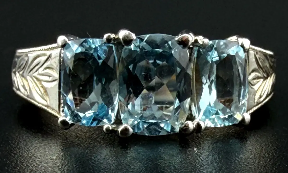 Aquamarine Sterling Silver Ring 