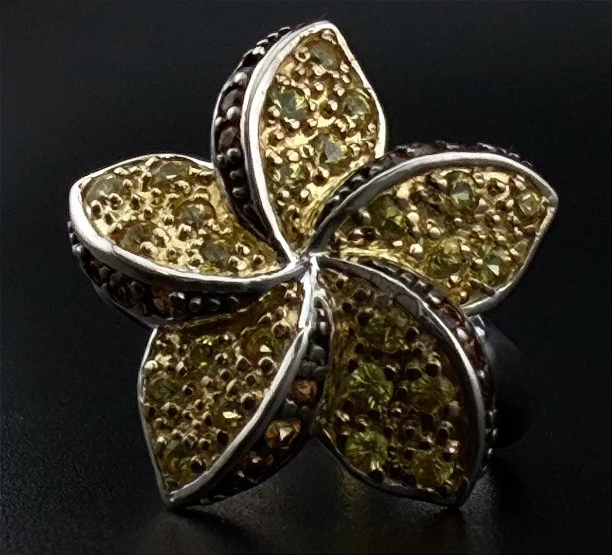 Sapphire Flower Sterling Silver Ring 