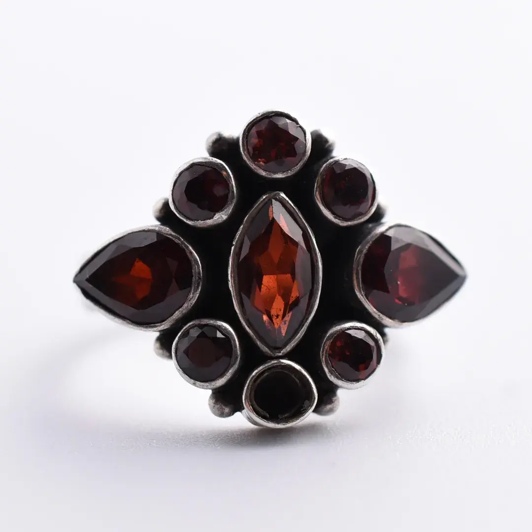 Garnet Sterling Silver Cluster Ring