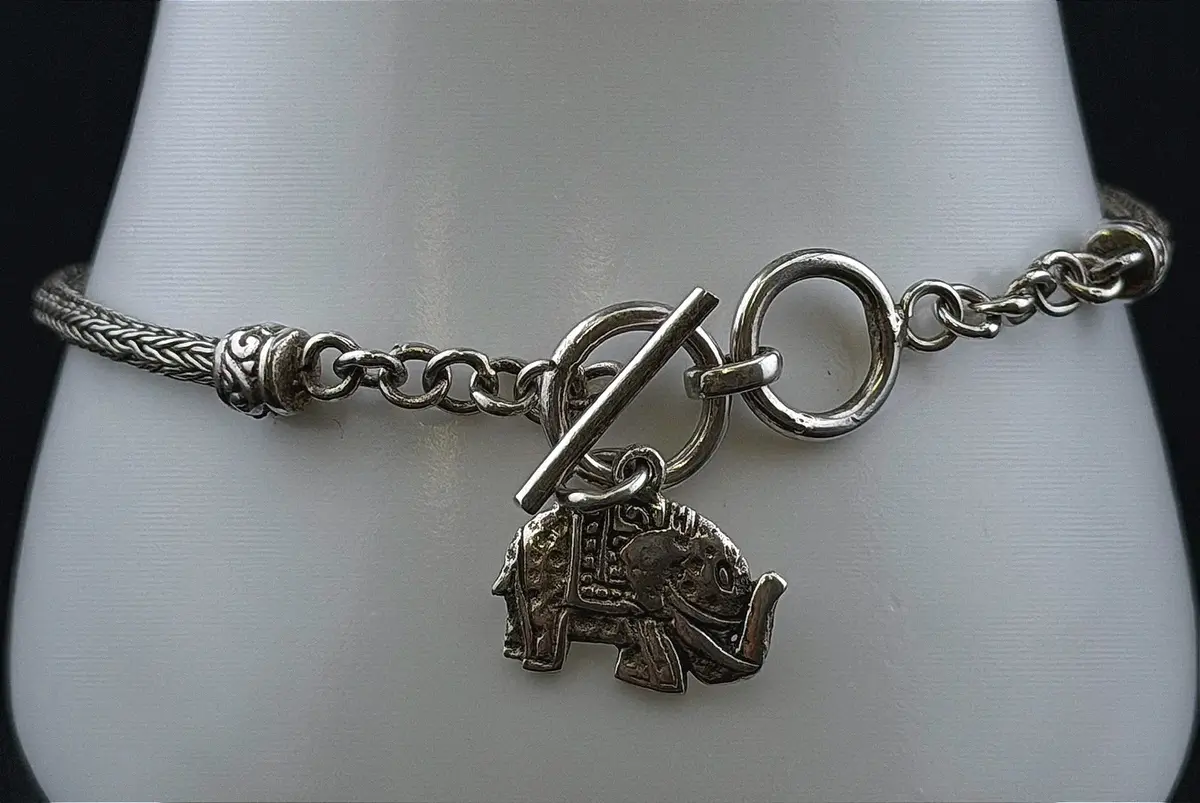 Toggle Sterling Silver Elephant Bracelet 