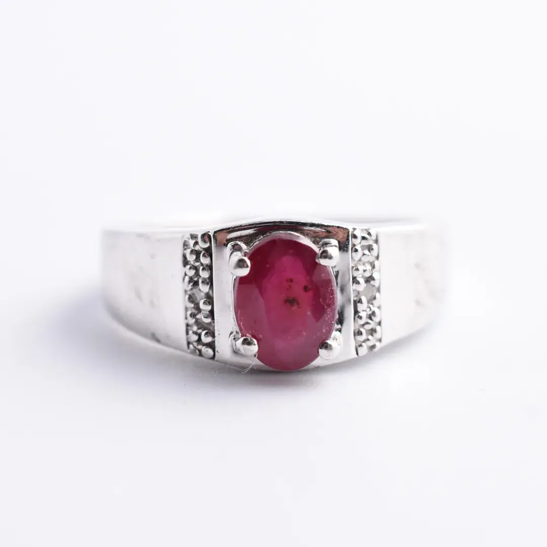 Treated Ruby Sterling Silver Ring