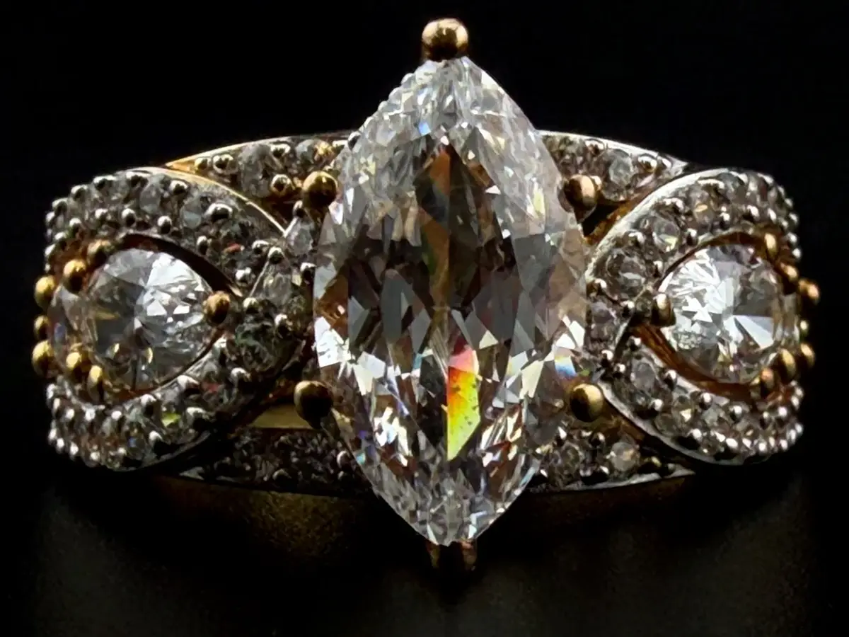 Clear Stone Gold Vermeil Ring 