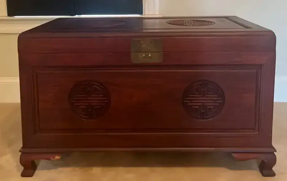 Asian-Style Carved Wood Storage Chest
