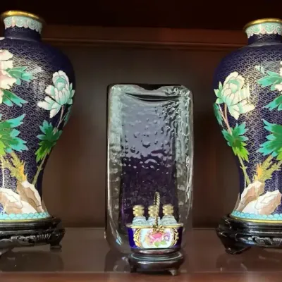 Cloisonné Vases & Miniature Perfume Set