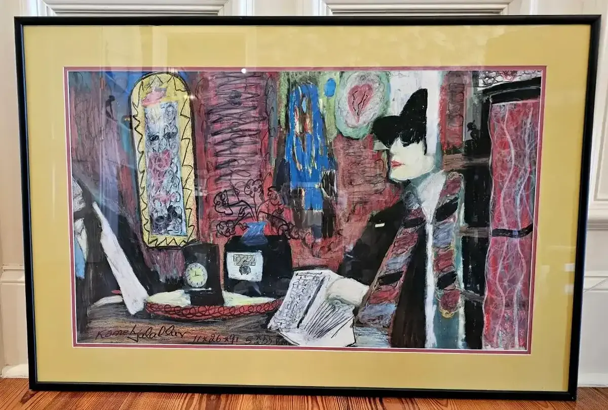 Signed Original Contemporary Interior Scene, Artist Unidentified