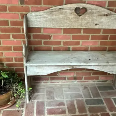 Country Pine Bench With Terra-Cotta Planter