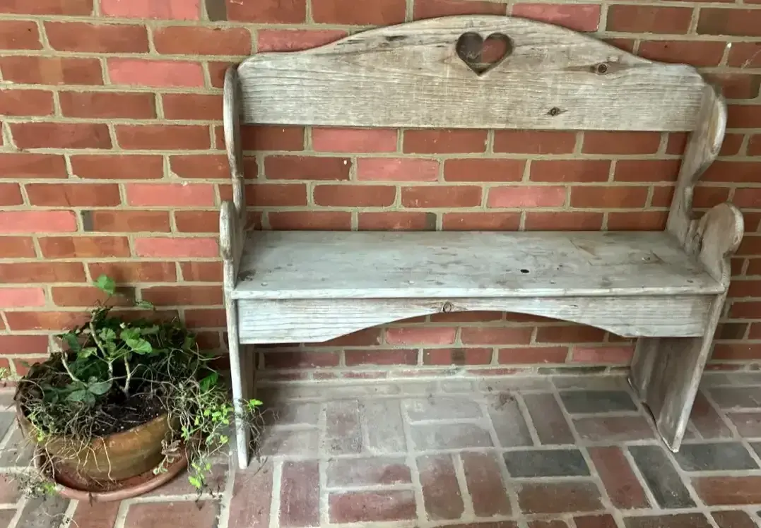 Country Pine Bench With Terra-Cotta Planter