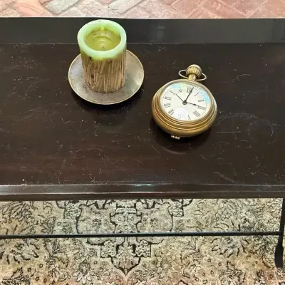 Wood & Wrought Iron Tray Coffee Table With Decor