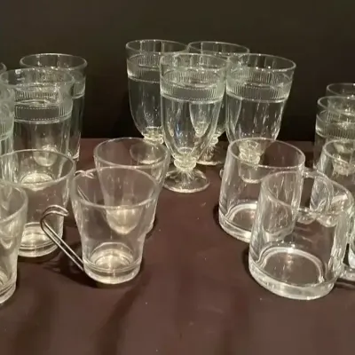 Clear Glass Beverage, Goblet & Coffee Cup Set
