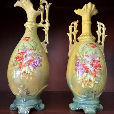 Royal Wettina Austrian Floral Ewer & Vase
