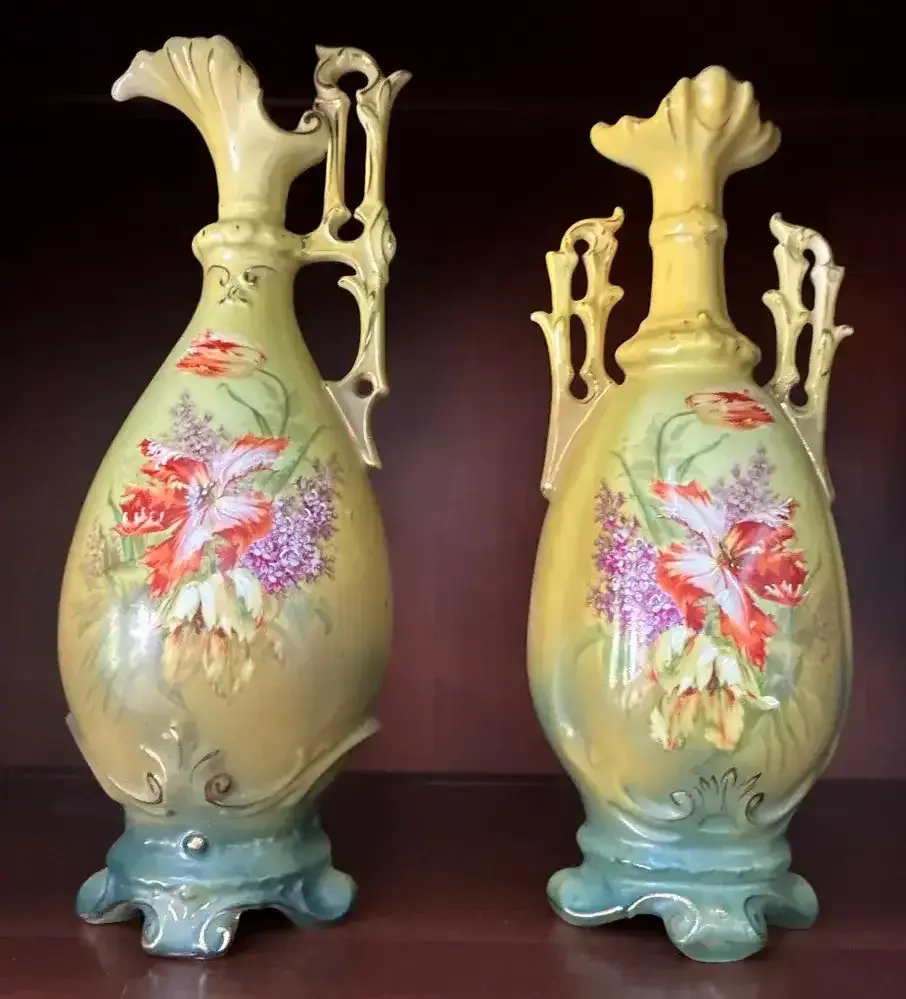 Royal Wettina Austrian Floral Ewer & Vase