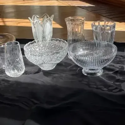 Crystal & Cut Glass Bowls, Vases, Pitcher & Cloche