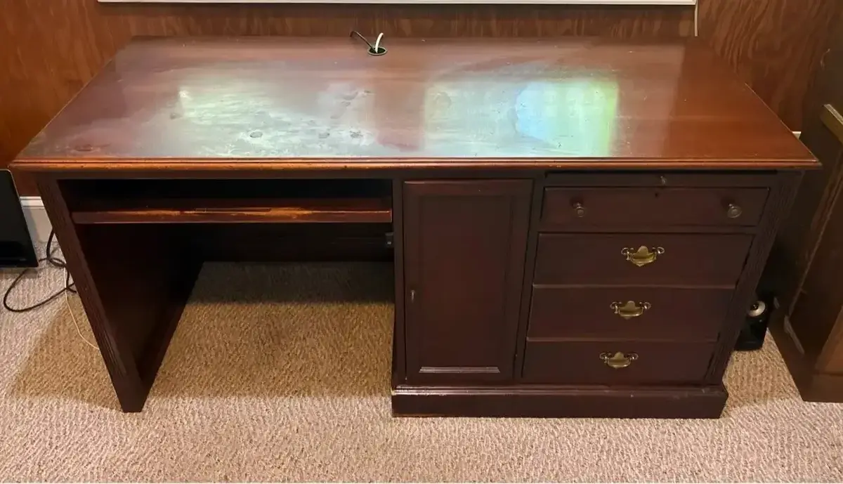 Large Wood Office Desk With Storage