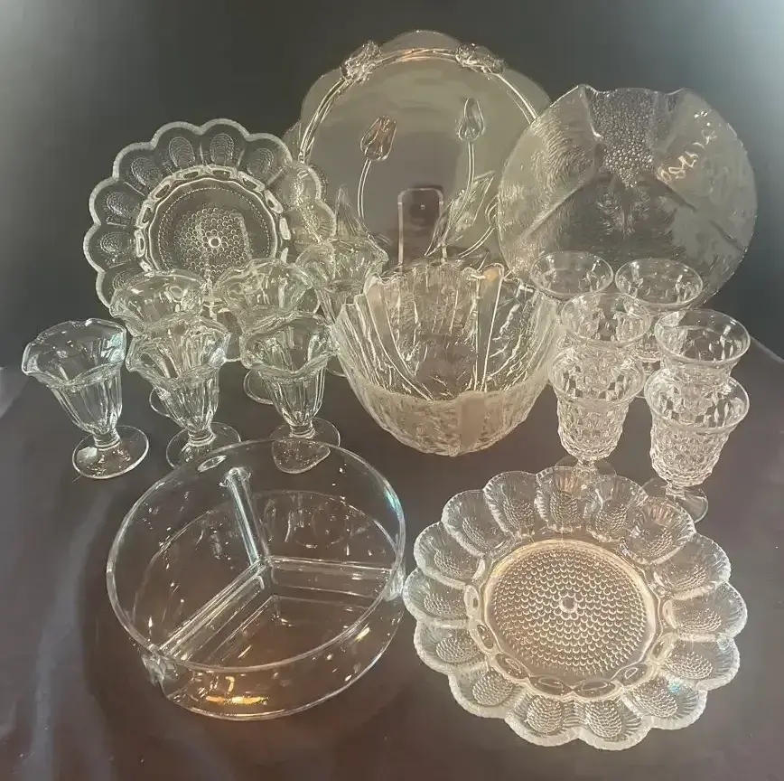 Indiana Glass & Fostoria Clear Glass Serving Collection