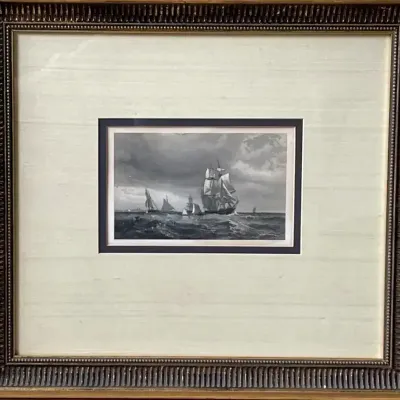 M.F.H. De Haas “A Brig Hove-To for a Pilot” 1876 Engraving