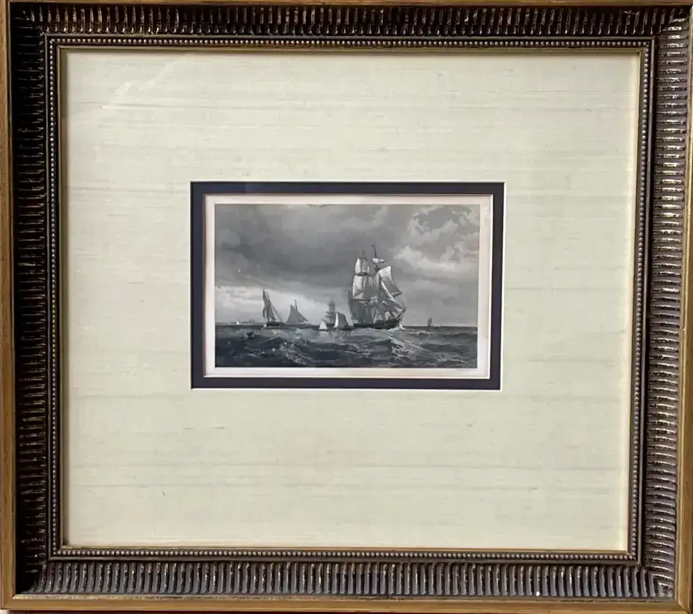 M.F.H. De Haas “A Brig Hove-To for a Pilot” 1876 Engraving