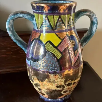 Mounkhong Two-Handled Folk Art Vase