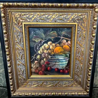 Mev Rozsman Signed Original Fruit Still Life Oil Painting