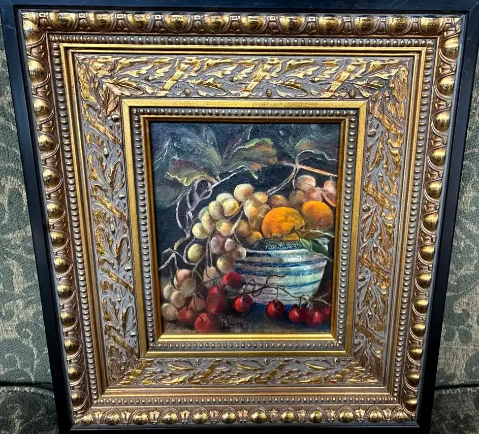 Mev Rozsman Signed Original Fruit Still Life Oil Painting