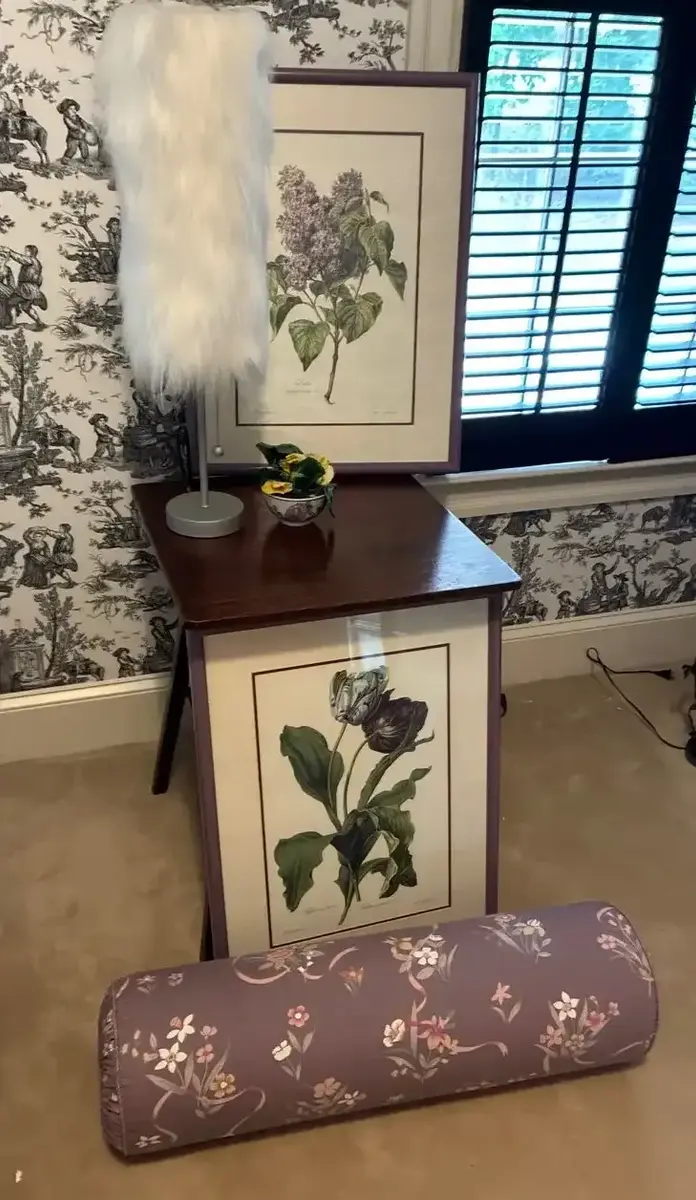 Botanical Prints, Feather-Style Lamp & Bolster Pillow