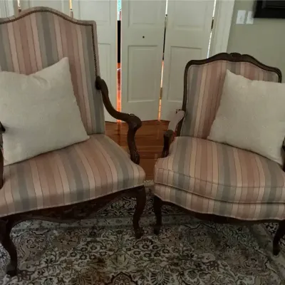 Pair of Queen Anne-Style Upholstered Armchairs