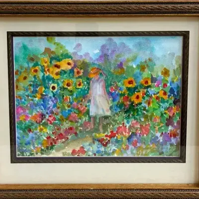 Sandra Baggette Original Watercolor Garden Painting