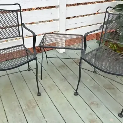 Wrought Iron Patio Chairs & Accent Table