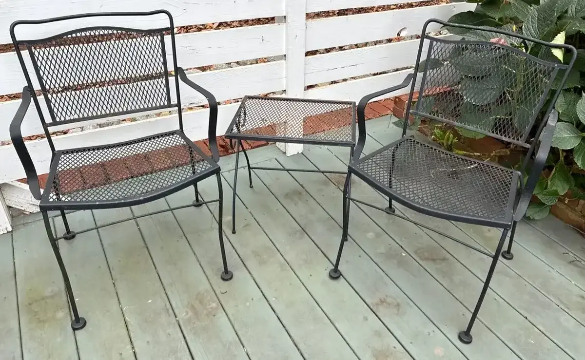 Wrought Iron Patio Chairs & Accent Table