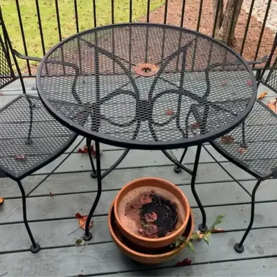 Wrought Iron Patio Set With Italian Terracotta Planters