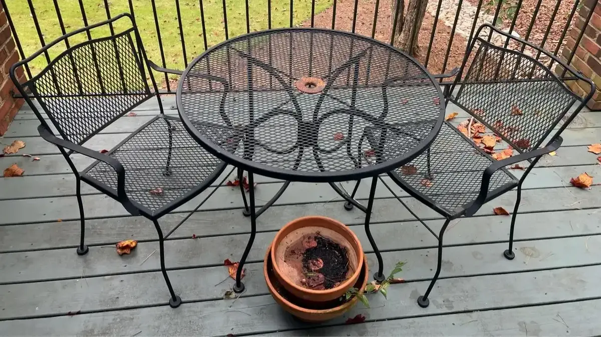 Wrought Iron Patio Set With Italian Terracotta Planters