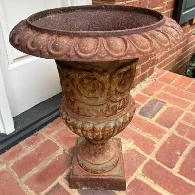 Ornate Cast Iron Garden Urn Planter (1 of 1)