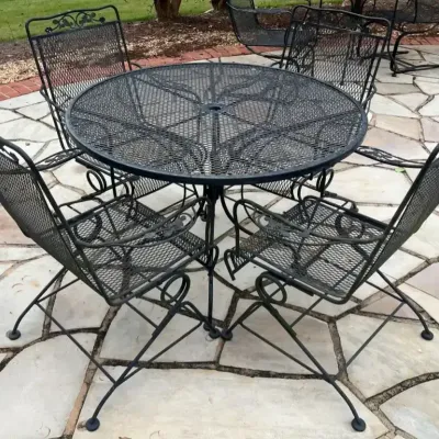 Wrought Iron Patio Dining Set With 4 Chairs