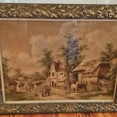 Edwin Masters “A Busy Village Street” Framed Print