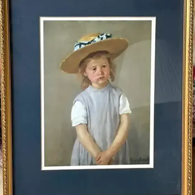 Mary Cassatt “Child in a Straw Hat” Framed Art Print
