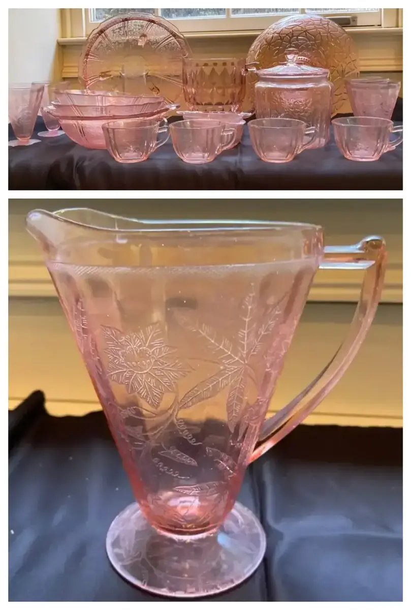 Vintage Pink Depression Glass Serving & Drinkware