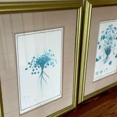 Pair of Turquoise & Teal Botanical Prints