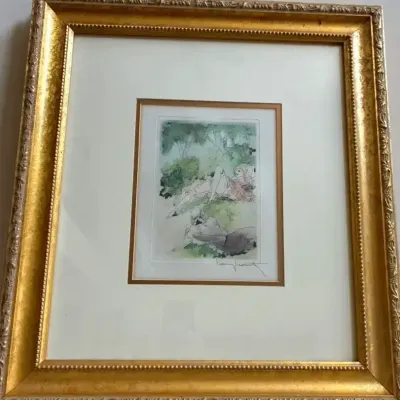 Louis Icart “Satisfied” Pencil-Signed Color Etching
