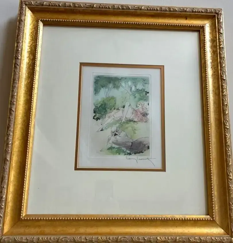 Louis Icart “Satisfied” Pencil-Signed Color Etching