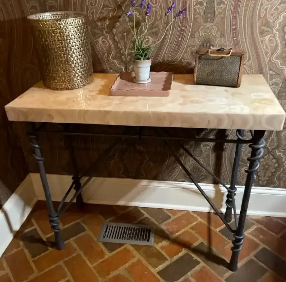 Wrought Iron Console Table & Decorative Accents