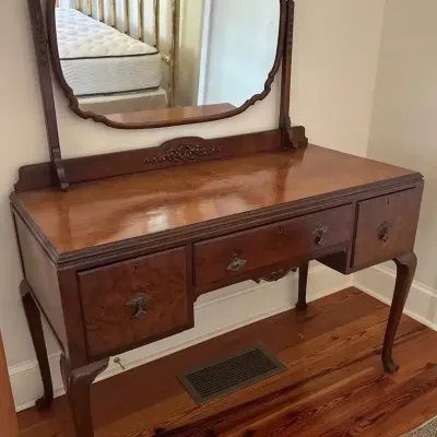Antique Wood Vanity with Mirror