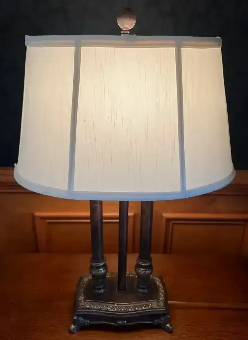 Bronze Three-Column Table Lamp